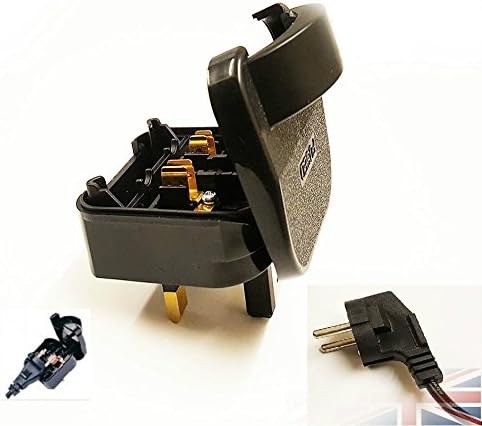 50-Pack Schuko  Euro Plug Converter Plug (SCP3) (European to UK) 13A Black - Complies with BS5733 and BS1363