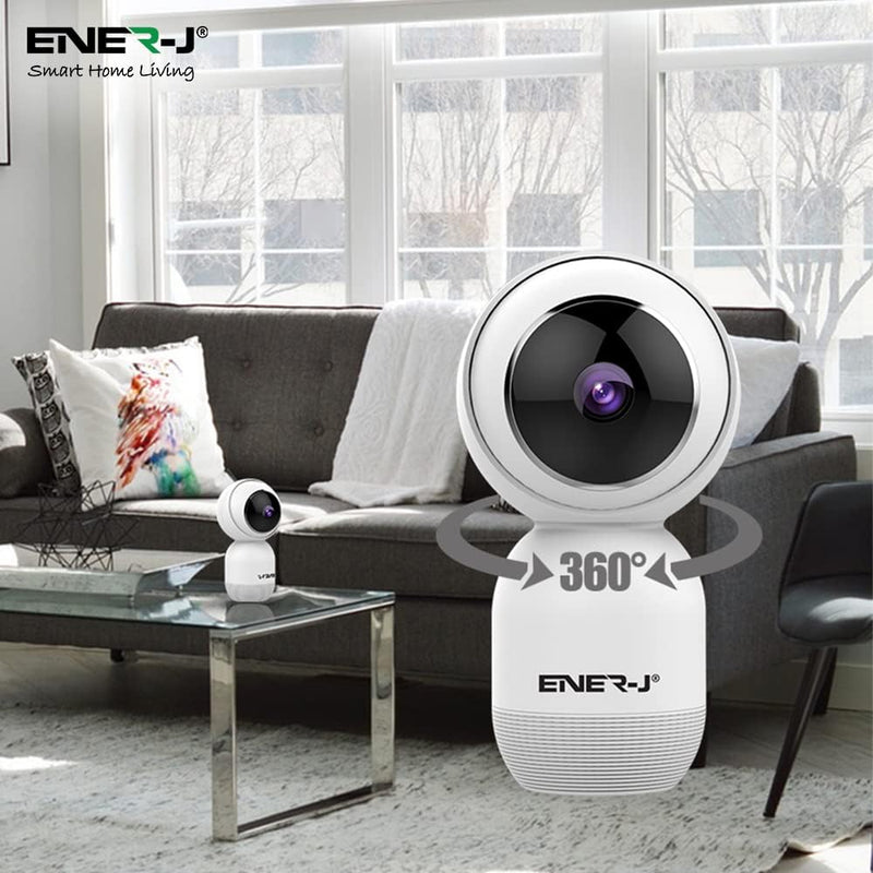 ENER-J Indoor Security Camera System Wireless with Motion Sensor, Night Vision, 360 Degree Pan Tilt Zoom, 720P