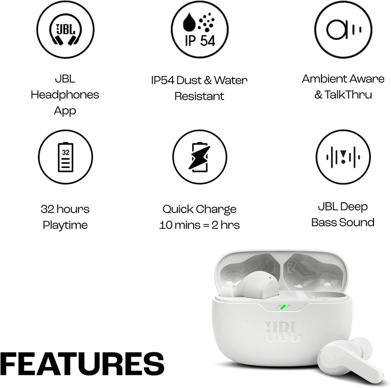 JBL WAVE FLEX True Wireless Bluetooth Headphones IP54 Waterproof
