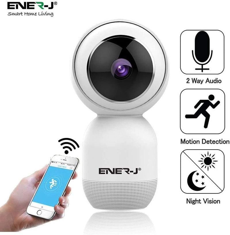 ENER-J Indoor Security Camera System Wireless with Motion Sensor, Night Vision, 360 Degree Pan Tilt Zoom, 720P