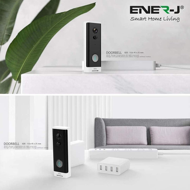 ENER-J Smart Video Doorbell Wireless with Chime, WiFi Door Bell with Camera Wireless. Full HD, Two Way Audio, Night Vision & PIR Motion