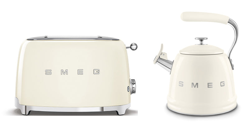 Smeg Retro Bundle | WKF01 Whistling Stovetop Kettle & TSF01 2-Slice Toaster Set