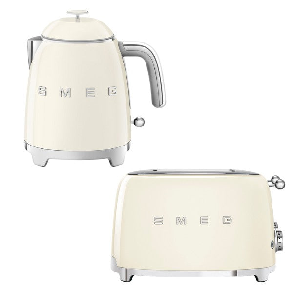 Smeg KLF05 Retro 50's Style Mini Kettle 0.8L & TSF03 Retro 4-Slice Toaster Set