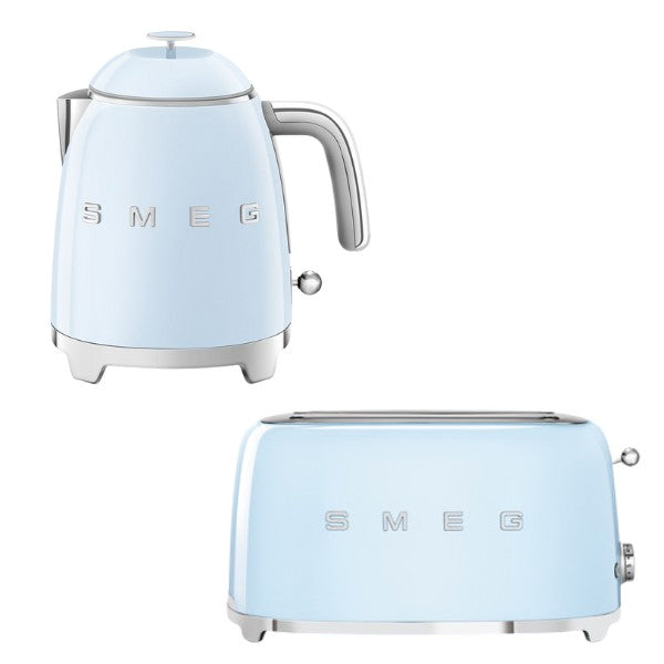 Smeg KLF05 Retro 50's Style Mini Kettle 0.8L & TSF03 Retro 4-Slice Toaster Set