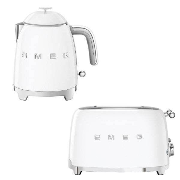 Smeg KLF05 Retro 50's Style Mini Kettle 0.8L & TSF03 Retro 4-Slice Toaster Set