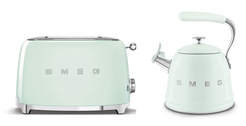 Smeg Retro Bundle | WKF01 Whistling Stovetop Kettle & TSF01 2-Slice Toaster Set