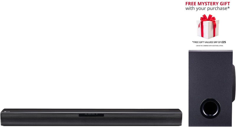 LG SQC1 Bluetooth Soundbar with Wireless Subwoofer Black - Free Gift RRP £25