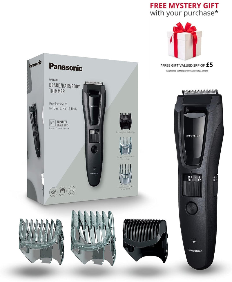 Panasonic ER-GB62 Wet & Dry Electric Hair, Beard & Body Trimmer for Men - Free Gift RRP £5!