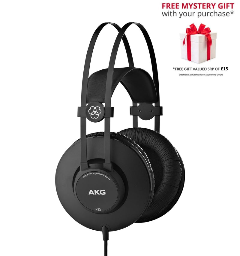 AKG K52 High Performance Lightweight Closed-Back Headphones - Free Gift RRP £15!