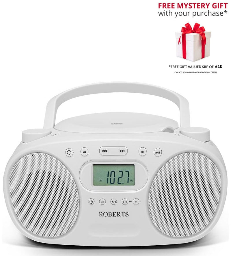 Roberts Radio ZOOMBOX FM CD / FM / AM Stereo Boombox - Free Gift RRP £10!