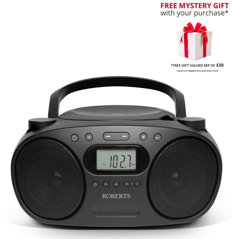 Roberts Radio ZOOMBOX FM CD / FM / AM Stereo Boombox - Free Gift RRP £10!