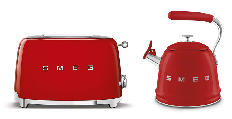 Smeg Retro Bundle | WKF01 Whistling Stovetop Kettle & TSF01 2-Slice Toaster Set