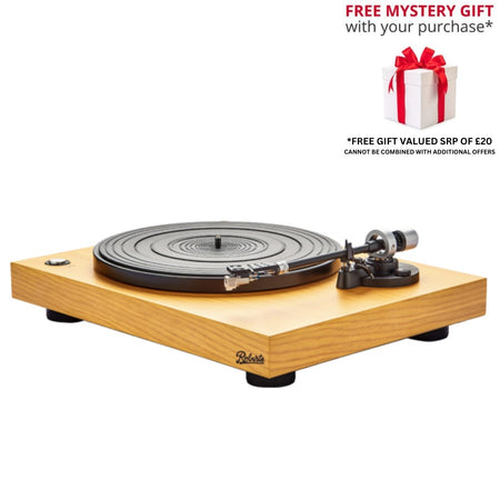 Roberts Stylus – Classic High Fidelity Vinyl Turntable Record Player Light Oak - Free Gift Valued SRP of £20!