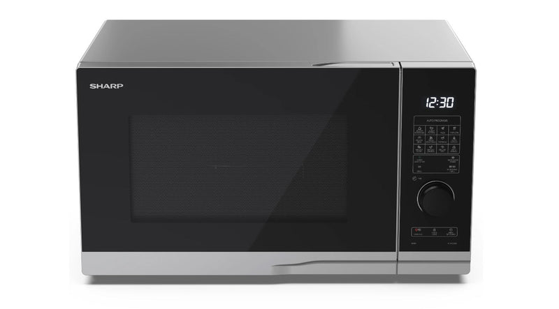 Sharp YC-PG254AU-S 25 Litre 900W Digital Microwave, 1000W Grill, 10 power levels, LED cavity light - Silver