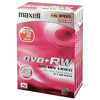 Maxell DVD+RW Re-Recordable Discs 120 Min Video 4.7GB