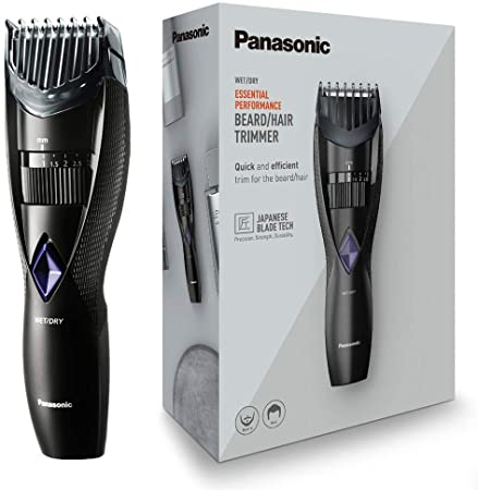 Panasonic ER-GB37 Wet & Dry Electric Beard Trimmer for Men with 20 Cutting Lengths, Standard UK 3pin plug, Black