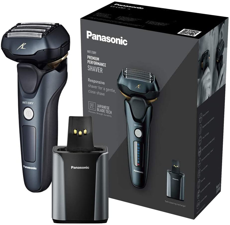 Panasonic ES-LV97 Wet & Dry Electric 5-Blade Shaver with Cleaning & Charging Stand, UK 2 Pin Plug (Box Damaged)