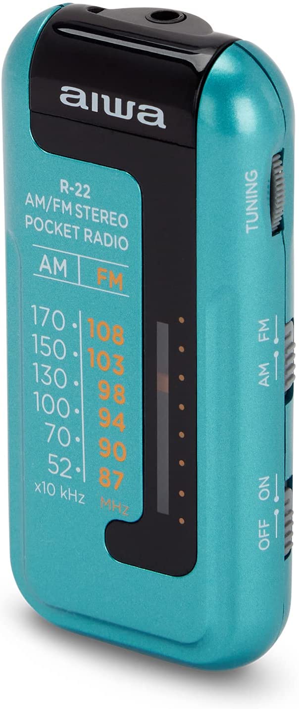 Aiwa R-22 MW/FM Stereo Pocket Radio With Headphones