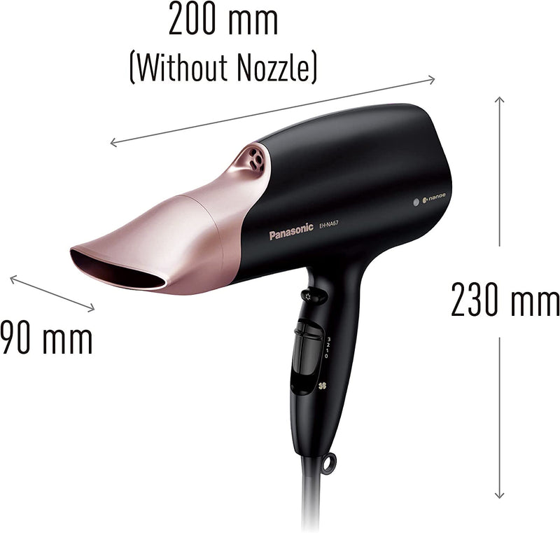 Panasonic EH-NA67 nanoe Hair Dryer with Diffuser and Oscillating Nozzle for Scalp Protection (Pink Gold)