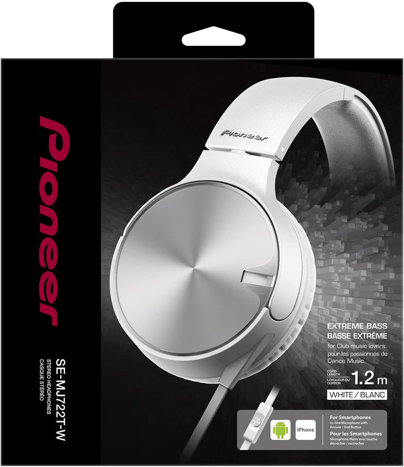 Pioneer SE-MJ722T-W Over-Ear Headphones with Microphone - White