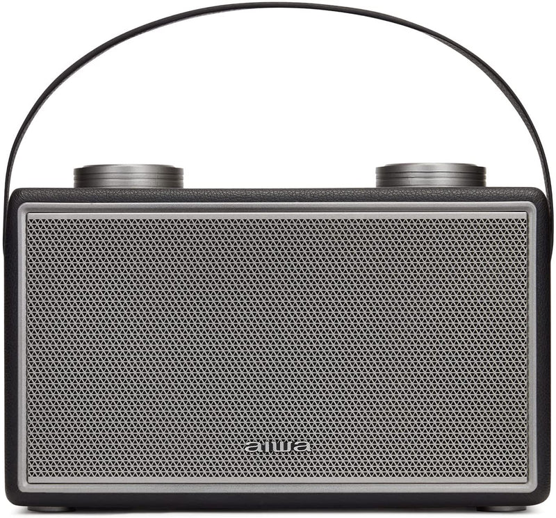 Aiwa BSTU-800BK Vintage Style Wireless Compact Speaker with Mic & Guitar Input