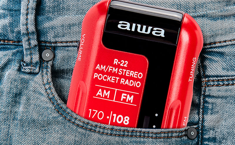 Aiwa R-22 MW/FM Stereo Pocket Radio With Headphones
