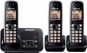 Panasonic KX-TG6623EB Cordless Phone with Answering Machine - Triple Handsets, Black