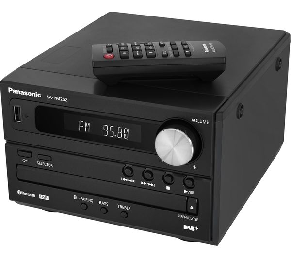 Panasonic SC-PM252EB-K Bluetooth Micro Hi-Fi System with DAB/DAB+/FM /CD/Bluetooth  -20W RMS - Black